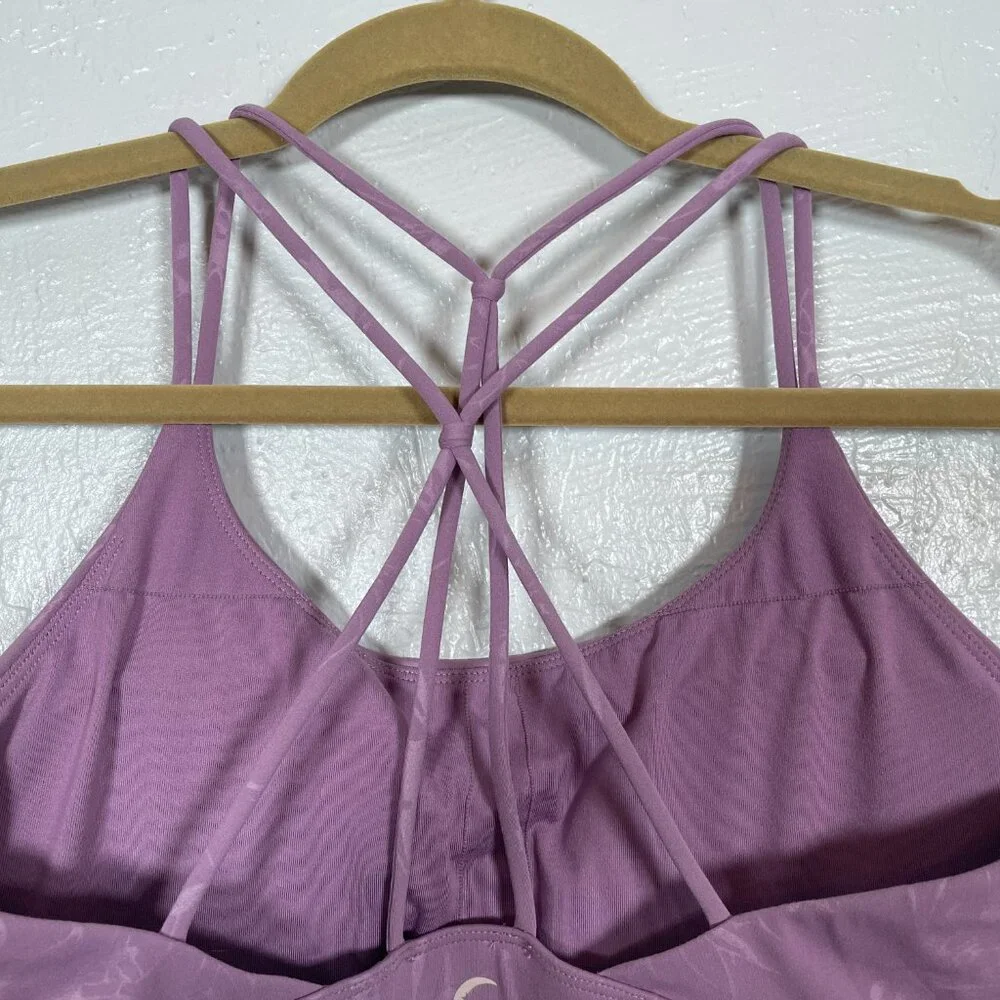 Zyia Active Women M Lilac Lavender Purple Floral Double Strap Sports Bra Padded